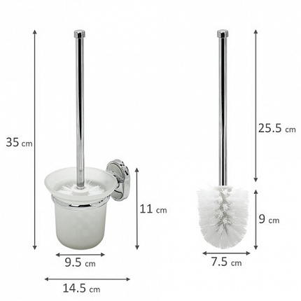 Ершик для унитаза подставка из толстого стекла, крепление к стене, хромированная сталь, LAIMA, 607425