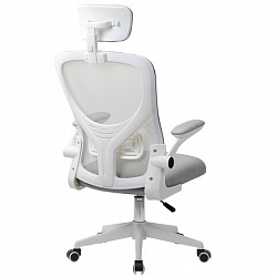 Кресло CROMEX (КРОМЕКС) "Dynamic CH-699", откидные подлокотники, пластик белый, сетка/ткань TW, серое, 533070