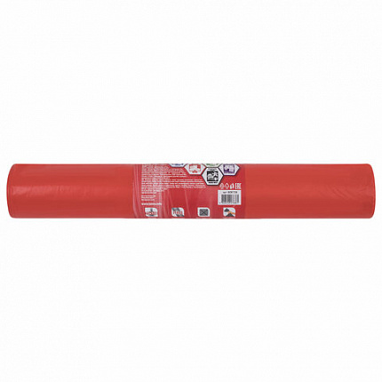 Мешки для раздельного сбора мусора 120 л красные в рулоне 10 шт., ПВД 38 мкм, 70х108 см, LAIMA, 606706, 3859