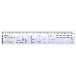 Линейка пластиковая 20 см BRAUBERG, справочная, тригонометрия, 210898