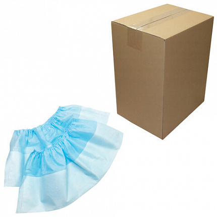 Бахилы ламинированные, КОМПЛЕКТ 500 шт., 38х16 см, спанбонд + ПВД, 100 мкм, 13 г, голубые, ELEGREEN, ПВД-50/2р-Г-Б