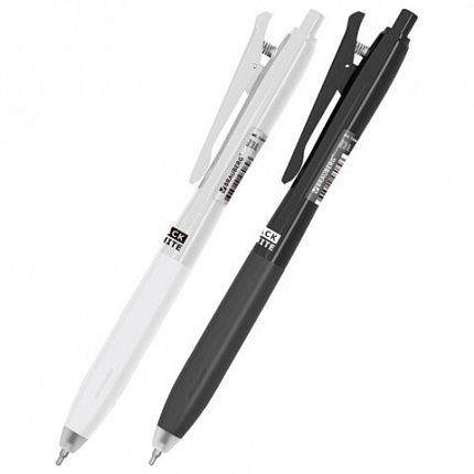 Ручка шариковая автоматическая С УДЛИНЕННЫМ ГРИПОМ BRAUBERG "BLACK & WHITE", СИНЯЯ, пишущий узел 0,5 мм, линия письма 0,35 мм, 144462