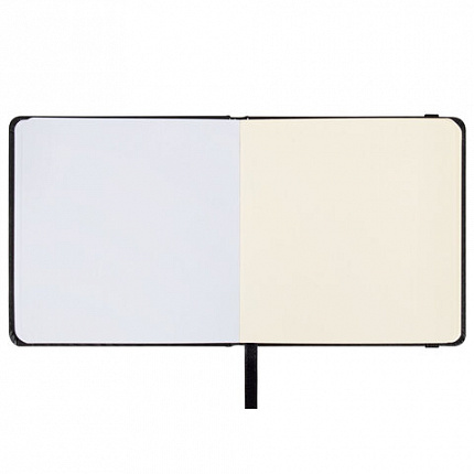 Скетчбук, слоновая кость+белая 140 г/м2, 120х120 мм, 80 л., КОЖЗАМ, резинка, BRAUBERG ART CLASSIC, черный, 116872