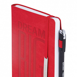 Ежедневник недатированный А5 138х213 мм BRAUBERG "BeStyle", под кожу, резинка, держатель, 160 л., красный, 116217