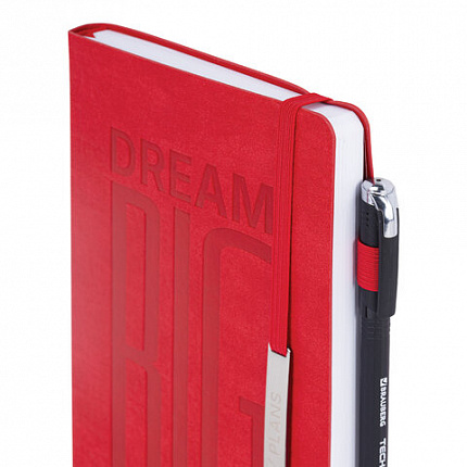 Ежедневник недатированный А5 138х213мм BRAUBERG "BeStyle", под кожу, резинка, держатель, 160л, красный, 116217