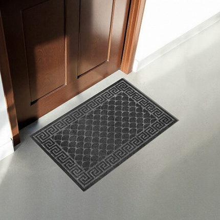 Коврик придверный 60х90 см, СЕРЫЙ, грязезащитный, 430 г/м2, фактурный рисунок ЧЕШУЙКИ, ЛЮБАША, 701061