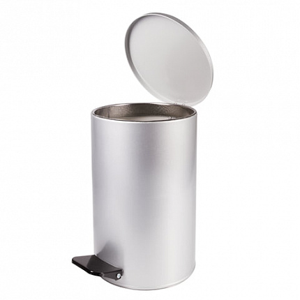 Ведро мусорное с педалью 10 литров, УСИЛЕННОЕ, серое, оцинкованная сталь, ТИТАН