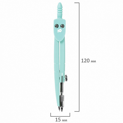 Циркуль ЮНЛАНДИЯ 120 мм, металлический, пастельные цвета ассорти, защитный колпачок, пластиковый пенал, дисплей, 210688