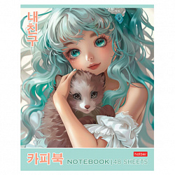 Тетрадь А5 48 л., HATBER скоба, клетка, Soft-touch ламинация, "Милый друг" (микс в спайке), 089131, 48Т5лВ1