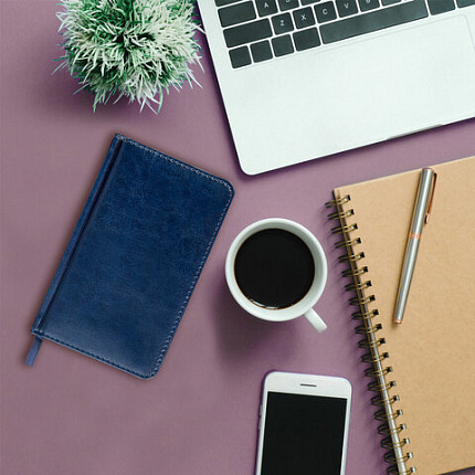 Еженедельник недатированный МАЛЫЙ ФОРМАТ 95х155 мм А6 BRAUBERG "Imperial" под кожу, 64 л., темно-синий, 126186