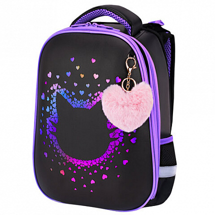 Ранец BRAUBERG SHINY, 2 отделения, с брелком, Pretty face, 38х28х14 см, 273142