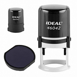 Оснастка для печатей оттиск D=42 мм, синий, TRODAT IDEAL 46042 P2, корпус черный, с крышкой, подушка, 125308