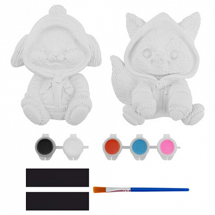 Фигурка-раскраска из гипса "С магнитом", с красками и кистью, ассорти, BRAUBERG KIDS, 666010