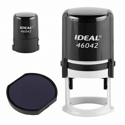 Оснастка для печатей оттиск D=42 мм, синий, TRODAT IDEAL 46042 P2, корпус черный, с крышкой, подушка, 125308