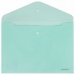 Папка-конверт с кнопкой BRAUBERG "Pastel", А4, матовая непрозрачная, аквамарин, ПРОЧНАЯ 0,2 мм, 272880