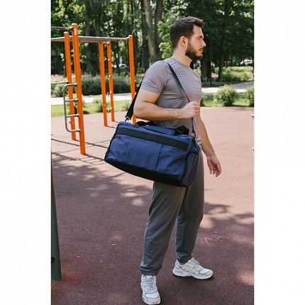 Сумка спортивная HEIKKI MOVE PLUS (ХЕЙКИ), отделение для обуви, синяя, 28х50х23 см, 273897