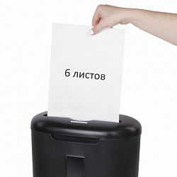 Уничтожитель (шредер) BRAUBERG S6, 3 уровень секретности, фрагменты 5х34 мм, 6 листов, корзина 16 литров, 530963
