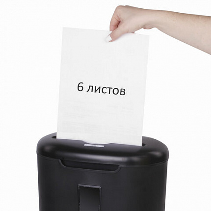 Уничтожитель (шредер) BRAUBERG S6, 3 уровень секретности, фрагменты 5х34 мм, 6 листов, корзина 16 литров, 530963