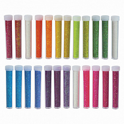 Блестки (глиттер) для декора, поделок, DIY, творчества, оформления, ОСТРОВ СОКРОВИЩ, НАБОР 24 цвета по 4 грамма, блистер, 662230