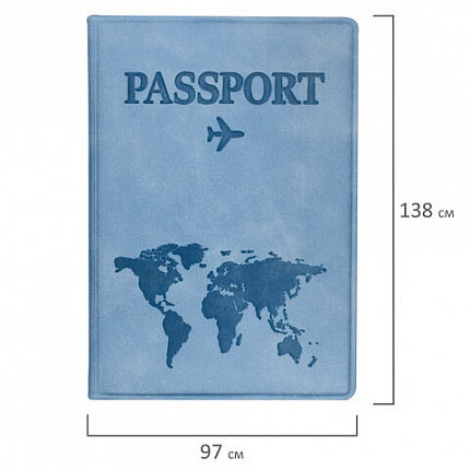 Обложка для паспорта "Passport Map", мягкая экокожа, голубая, STAFF, 238877