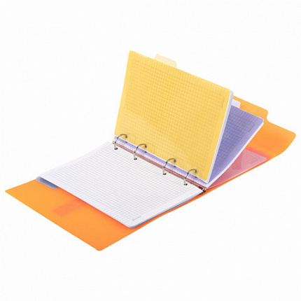 Тетрадь на кольцах А5 175х220мм, 120л, пластик, на липучке, с разделителями, BRAUBERG, Розовый, 404636