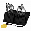 Кисти художественные набор 15 шт. + мастихин, в пенале, черные, синтетика, BRAUBERG ART DEBUT, 201043