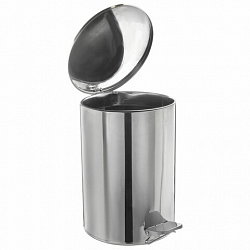 Ведро мусорное с педалью 10 литров, УСИЛЕННОЕ, кольцо под мешок, хром, нержавеющая сталь, ТИТАН