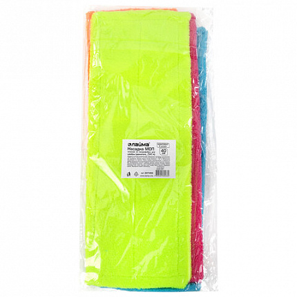 Насадка МОП плоская КОМПЛЕКТ 4 шт., УНИВЕРСАЛЬНАЯ для швабр 38-42 см (ТИП К), микрофибра, LAIMA, 607459