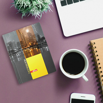 Блокнот МАЛЫЙ ФОРМАТ 110х147 мм А6, 80 л., ламинированная обложка, выборочный лак, клетка, BRAUBERG, "Ночной город", 123246