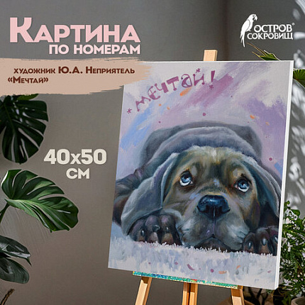 Картина по номерам 40х50 см, ОСТРОВ СОКРОВИЩ "Мечтай!", на подрамнике, акрил, кисти, 662904