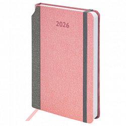 Ежедневник датированный 2026 А5 138x213 мм, BRAUBERG "Mosaic", под кожу, карман для ручки, розовый, 117115