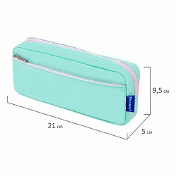 Пенал мягкий BRAUBERG PASTEL, 2 отделения, мятный, 21х9,5х5 см, 272275