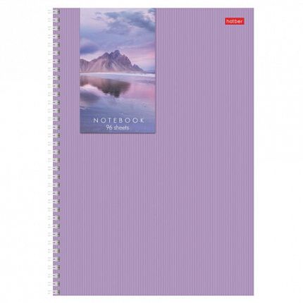 Тетрадь А4 96 л., HATBER, гребень, клетка, матовая ламинация, "Прикосновение к природе" (микс), 087981, 96Т4лВ1гр