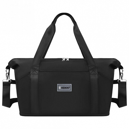 Сумка дорожная HEIKKI EXPAND (ХЕЙКИ), трансформер, багажная лента, черная, 40,5х23х42 см, 273875