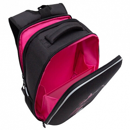 Ранец GRIZZLY анатомическая спинка, 2 отделения, для девочек, "SPARKLING CAT", 37х26х16 см, RAw-594-4/1