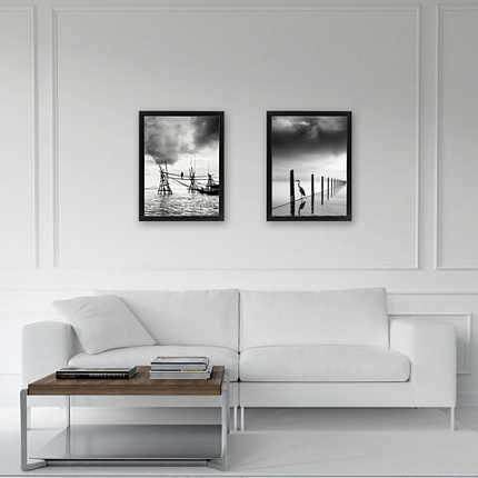 Рамка 30х40 см небьющаяся, КОМПЛЕКТ 2 штуки, багет 21 мм, МДФ, BRAUBERG "Idea", черная, 391395