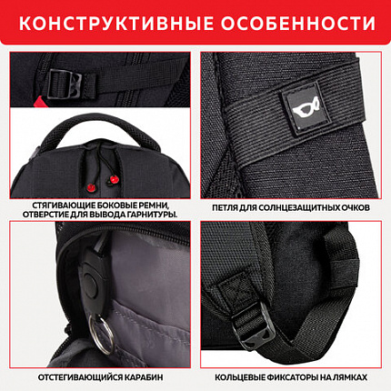 Рюкзак GERMANIUM "S-06" универсальный, уплотненная спинка, облегченный, черный, 46х32х15 см, 226953