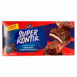 Печенье-сэндвич KONTI "Супер-Контик" c ванильно-сливочным вкусом, 150 г, 19081