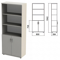 Шкаф полузакрытый "Этюд", 800х384х1942 мм, цвет серый (КОМПЛЕКТ)