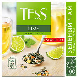 Чай TESS "Lime" зеленый с цедрой цитрусовых, 100 пакетиков в конвертах по 1,5 г, 2098-09
