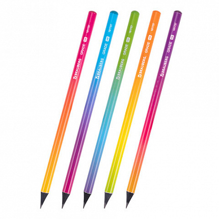 Карандаш чернографитный BRAUBERG "GRADE", 1 шт., HB, корпус ассорти, 181757