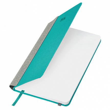 Ежедневник датированный 2026 А5 138x213 мм, BRAUBERG "Mosaic", под кожу, держатель для ручки, бирюза, 117110