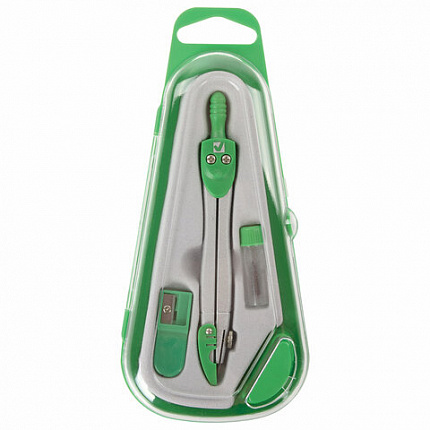 Готовальня BRAUBERG "Klasse", 3 предмета: циркуль 115 мм с колпачком, грифель, точилка, пенал с подвесом, 210330