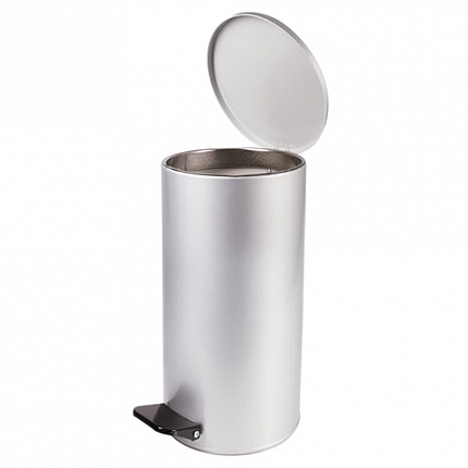 Урна для мусора с педалью 40 литров, УСИЛЕННОЕ, серая, оцинкованная сталь, ТИТАН