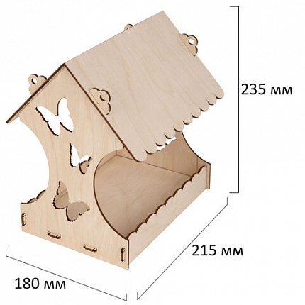 Конструктор-кормушка для птиц "Бабочки", сборная модель 24х21х18 см, фанера, BAMBOX (БАМБОКС), 666179