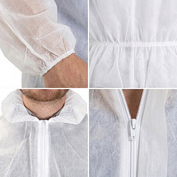 Комбинезон одноразовый с капюшоном, резинка на талии Каспер 30г/м2, 56-58 XXL, с РУ, САНАТОК, 631712