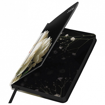 Ежедневник датированный 2026 А5 138x213 мм, BRAUBERG "Vista", под кожу, твердый, "Flowers", 117454