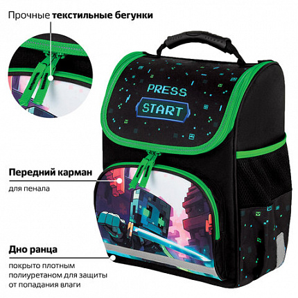 Ранец ПИФАГОР BASIC, 1 отделение, 3 кармана, эргономичная спинка, "Sharp sword", 35х28х18 см, 273138