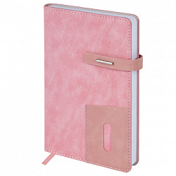 Ежедневник недатированный А5 138х213 мм BRAUBERG "Cowboy", под кожу, застежка 160 л., розовый, 116199