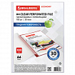 Папки-файлы перфорированные А4 BRAUBERG "ECONOMY", КОМПЛЕКТ 100 шт., гладкие, 30 мкм, 229659
